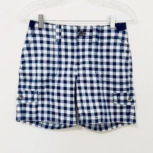 Style & Co Blue & White Gingham Zig Zag Cargo Pocket Shorts